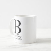 Elegant zwart-wit monogram koffiemok (Voorkant links)
