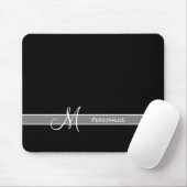Elegant zwart-wit monogram met naam muismat (Met muis)