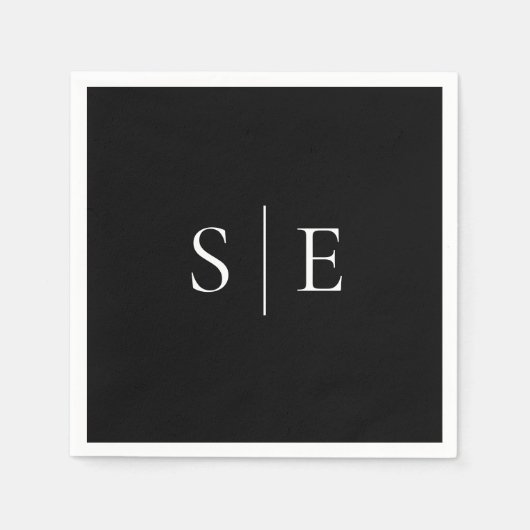 Elegant zwart-wit monogram minimalistisch servet (Voorkant)