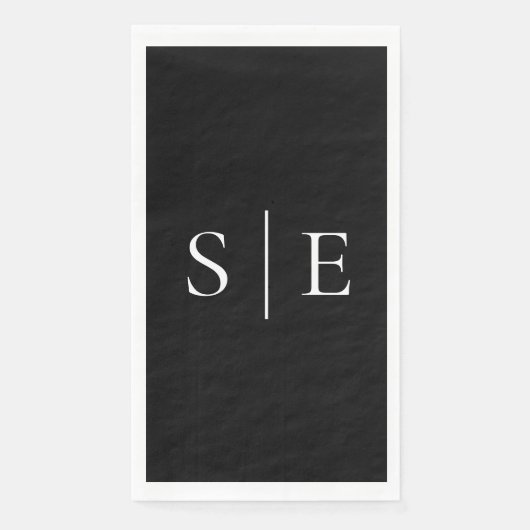 Elegant zwart-wit monogram minimalistisch servet (Voorkant)
