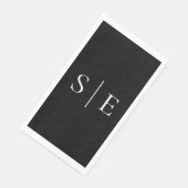 Elegant zwart-wit monogram minimalistisch servet (Hoek)