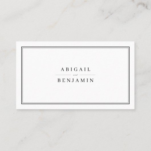 Elegant zwart-wit monogram minimalistische bruilof plaatskaartje (Achterkant)