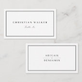 Elegant zwart-wit monogram minimalistische bruilof plaatskaartje (Voorkant / Achterkant)