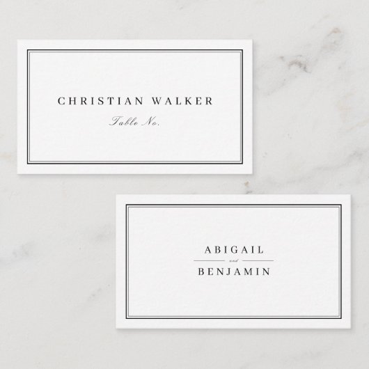 Elegant zwart-wit monogram minimalistische bruilof plaatskaartje (Voorkant / Achterkant)