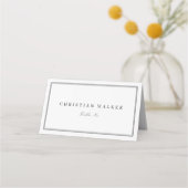 Elegant zwart-wit monogram minimalistische bruilof plaatskaartje (Voorkant)