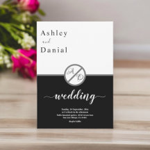 Elegant zwart-wit monogram moderne bruiloft