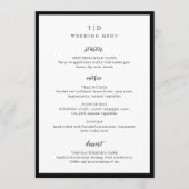 Elegant zwart-wit monogram moderne bruiloft menu (Voorkant)