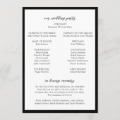Elegant zwart-wit monogram moderne bruiloft programmakaart (Achterkant)