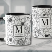 Elegant Zwart Wit Monogram Mok