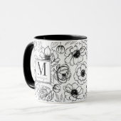 Elegant Zwart Wit Monogram Mok (Voorkant links)