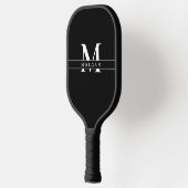 Elegant Zwart Wit Monogram Naam gepersonaliseerd Pickleball Paddle (Links)