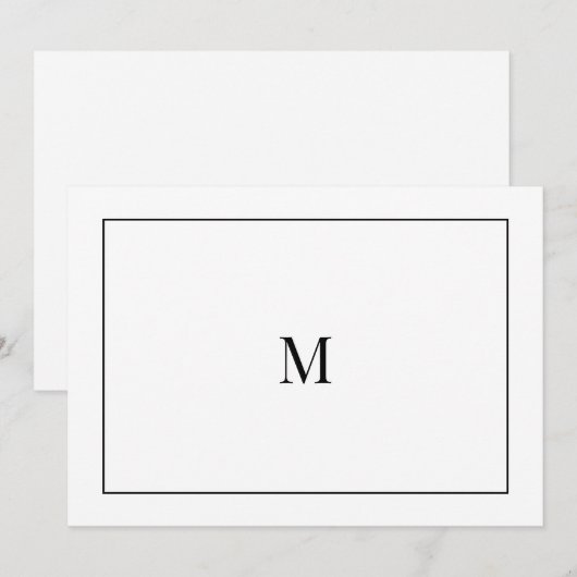 Elegant zwart-wit monogram Note Kaart Notitiekaartje (Voorkant / Achterkant)