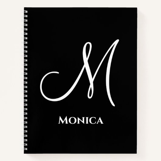 Elegant zwart-wit monogram notitieboek (Voorkant)