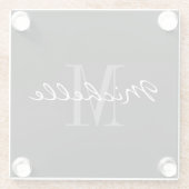 Elegant zwart-wit monogram op maat glazen onderzetter (Achterkant)