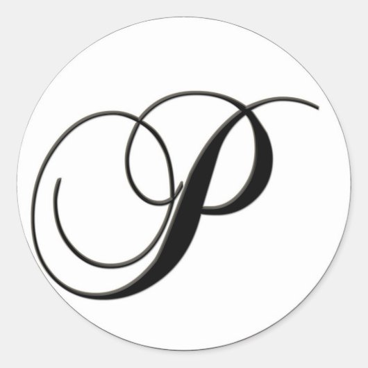 Elegant zwart-wit monogram P Ronde Sticker (Voorkant)