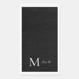 Elegant zwart-wit monogram papier gasthanddoeken servet