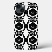 Elegant zwart-wit monogram patroon Case-Mate iPhone case (Achterkant)