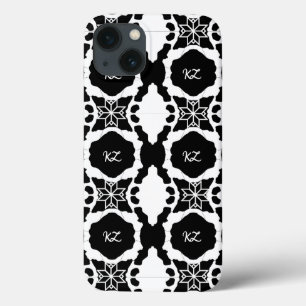 Elegant zwart-wit monogram patroon Case-Mate iPhone case