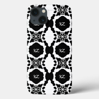 Elegant zwart-wit monogram patroon Case-Mate iPhone case