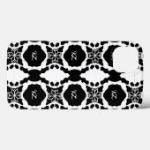 Elegant zwart-wit monogram patroon Case-Mate iPhone case (Achterkant (horizontaal))
