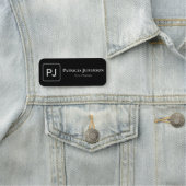 Elegant zwart-wit monogram: professioneel naamplaatje (In situ)