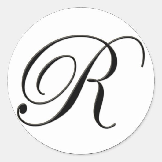 Elegant zwart-wit monogram R Ronde Sticker (Voorkant)