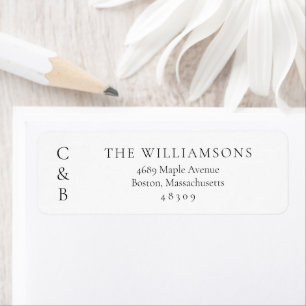 Elegant zwart-wit monogram retouradres etiket