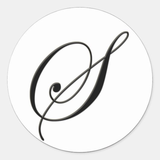 Elegant zwart-wit Monogram S Ronde Sticker (Voorkant)