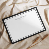 Elegant zwart-wit monogram script twee rand notitiekaartje