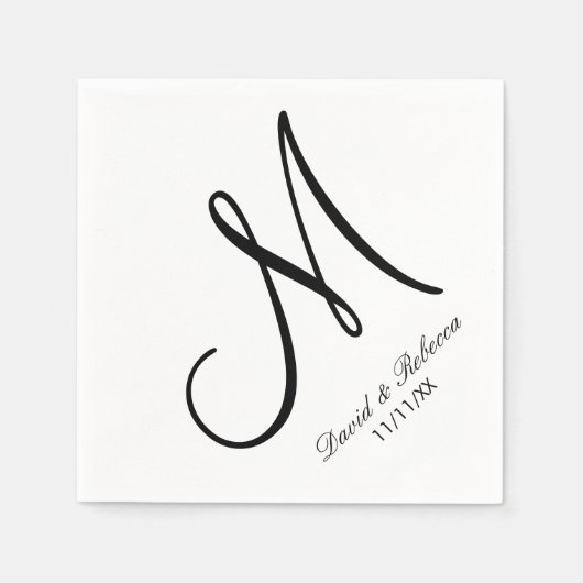 Elegant zwart-wit monogram servetten (Voorkant)