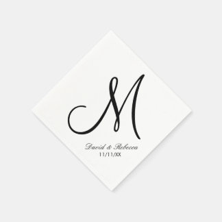 Elegant zwart-wit monogram servetten