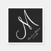 Elegant zwart-wit monogram servetten (Voorkant)