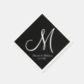 Elegant zwart-wit monogram servetten (Hoek)