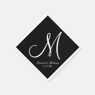 Elegant zwart-wit monogram servetten