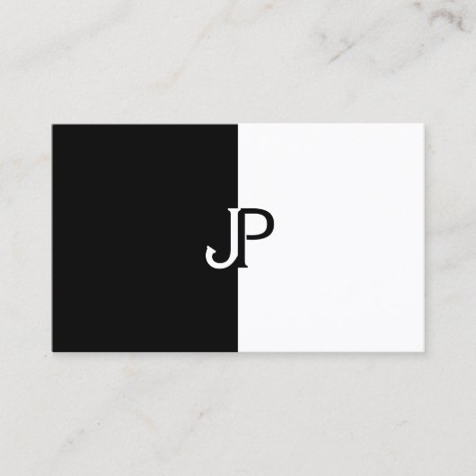Elegant zwart-wit monogram Sjabloon modern Visitekaartje (Voorkant)