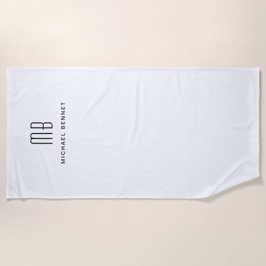 Elegant zwart-wit monogram strandlaken (Voorkant)