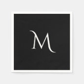 Elegant zwart-wit monogram trouw servet (Voorkant)