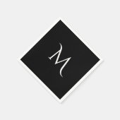 Elegant zwart-wit monogram trouw servet (Hoek)