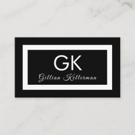 Elegant zwart-wit monogram visitekaartje