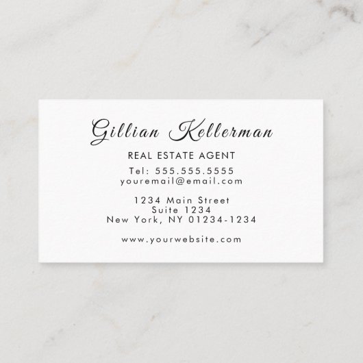 Elegant zwart-wit monogram visitekaartje (Achterkant)