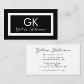 Elegant zwart-wit monogram visitekaartje (Voorkant / Achterkant)