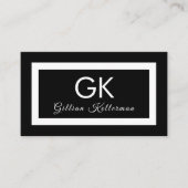 Elegant zwart-wit monogram visitekaartje (Voorkant)