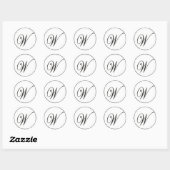 Elegant zwart-wit monogram W Ronde Sticker (Vel)