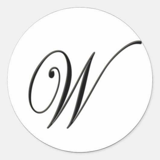 Elegant zwart-wit monogram W Ronde Sticker (Voorkant)