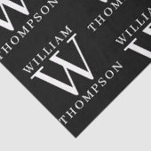 Elegant Zwart & Wit Monogrammed Naam Initiaal Tissuepapier (Detail)