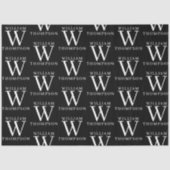 Elegant Zwart & Wit Monogrammed Naam Initiaal Tissuepapier (Voorkant)