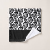 Elegant Zwart Wit Monogrammed Varen Frond Swirls Bad Handdoek (Wasdoekje)