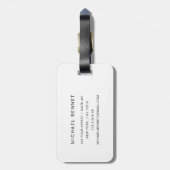 Elegant zwart-wit monogrammen bagagelabel (Achterkant verticaal)