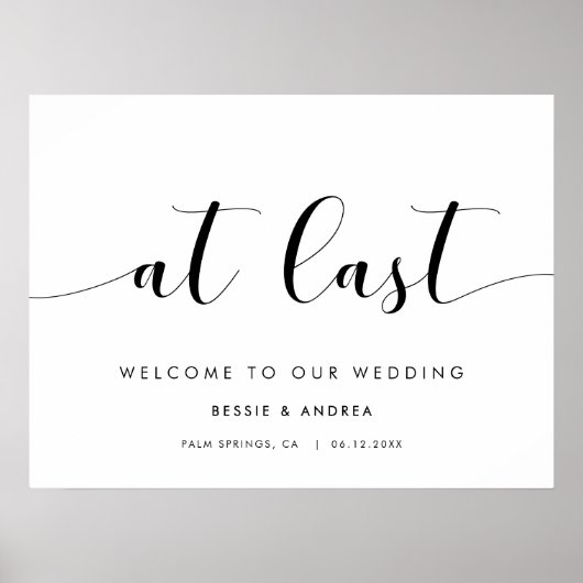 Elegant zwart-wit op de laatste bruiloft welkom poster (Voorkant)