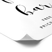 Elegant zwart-wit Open Bar voor bruiloft Poster (Hoek)